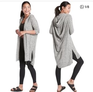Athleta Harmony Wrap Hooded Gray Draped Cardigan